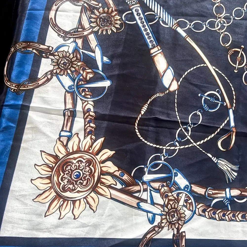 MOSI Blue and Yellow Equestrian and Sunflowers Women's Scarf